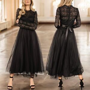 Baltic Born Lonnie Tulle Black Dress Maxi Small NWT
